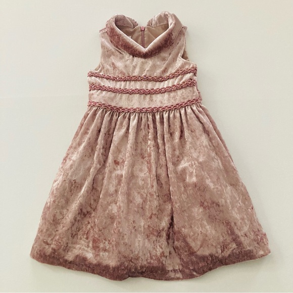 Bonnie Jean Other - Bonnie Jean 4T Toddler Girl Pink Crushed Velvet Dress Special Occasions